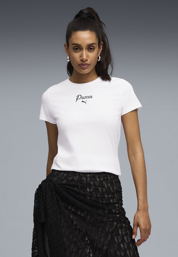 Puma ESSENTIALS SCRIPT T-SHIRT - Basic T-shirt - white