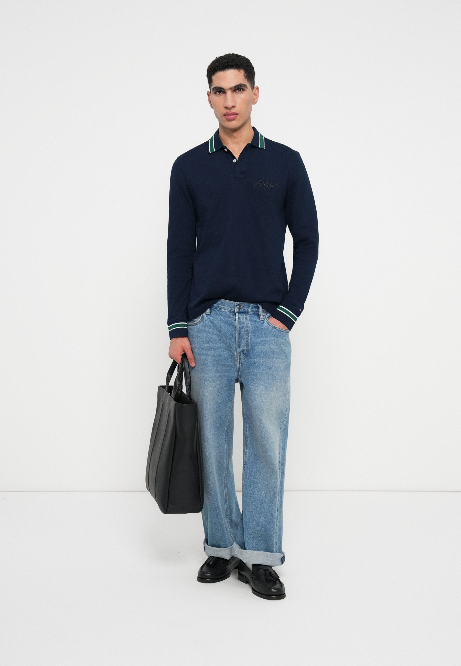 REGULAR FIT TIPPED LONG SLEEVE POLO SHIRT Media 2