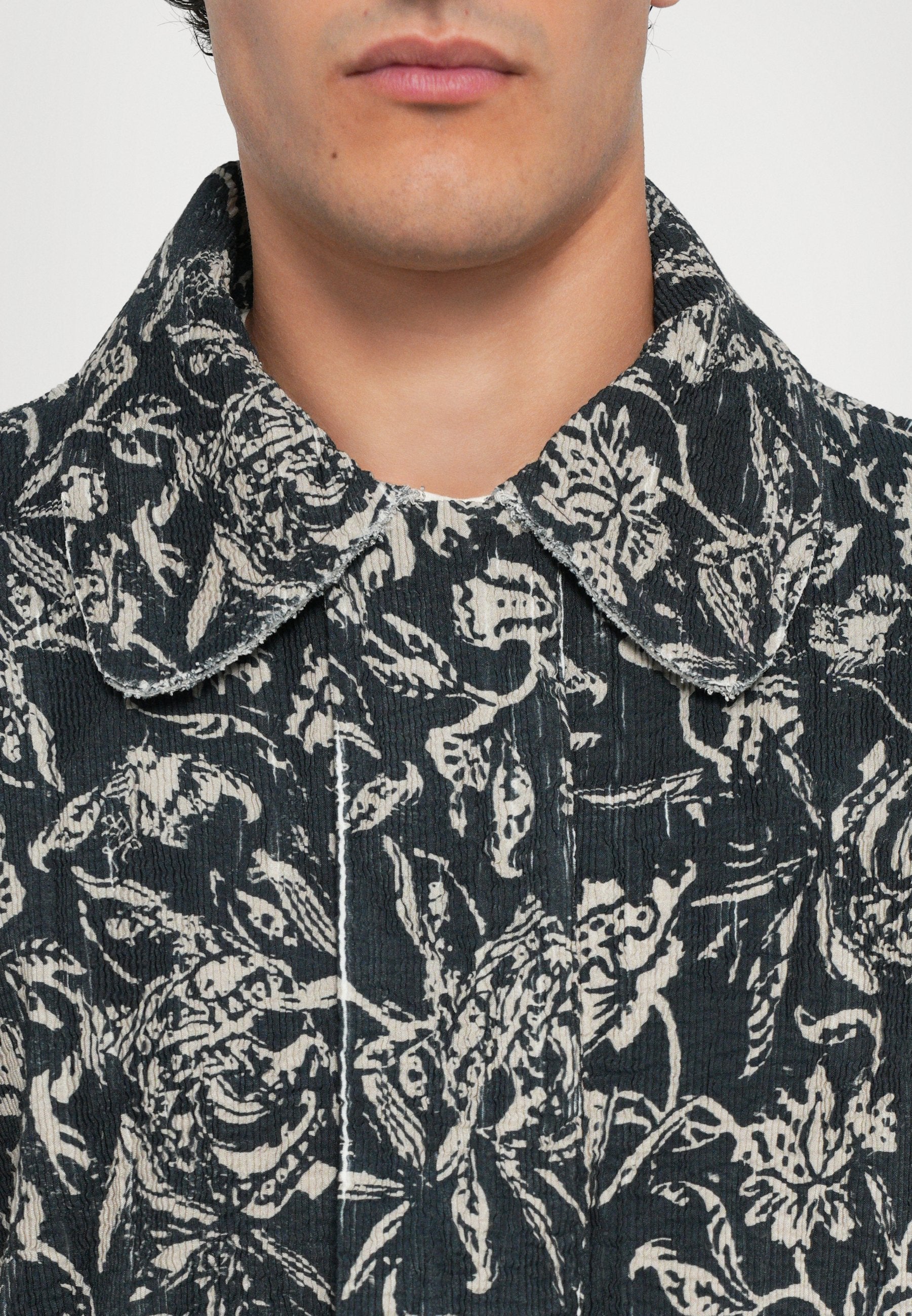 Dhruv Kapoor PLEATED TEXTURED AJRAKH JACKET