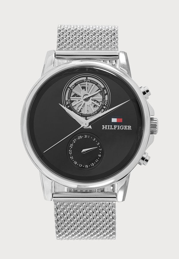 Tommy Hilfiger STEWART - Chronograph watch - silver-coloured/black