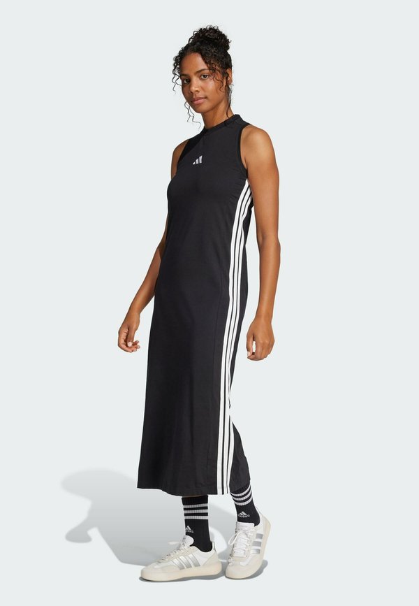 adidas Sportswear ESSENTIALS STRIPES LONG RACERBACK - Jersey dress - black   white