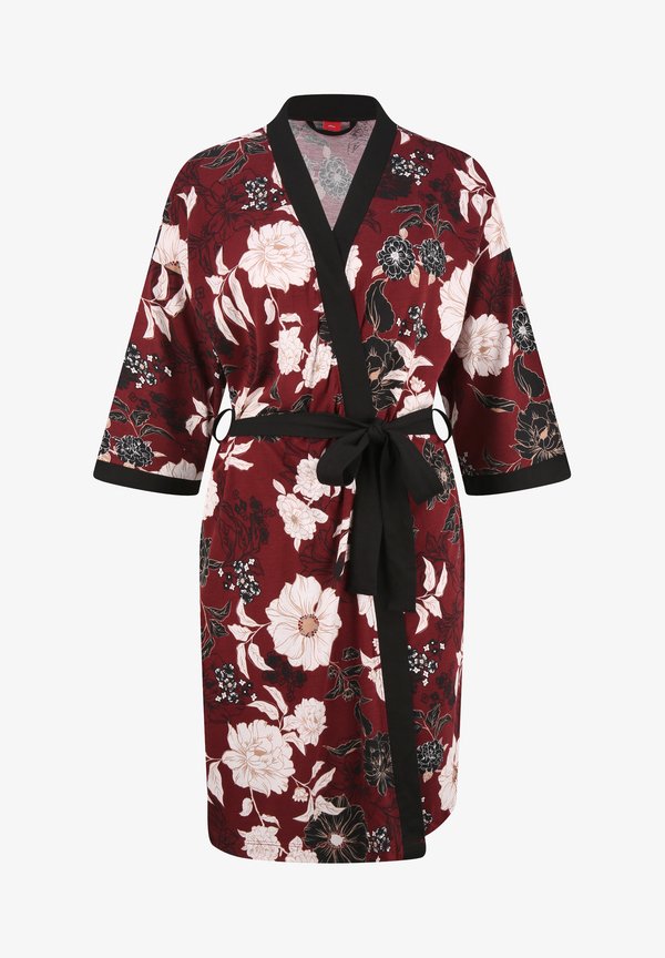 s.Oliver Dressing gown - bordeaux/schwarz