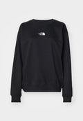 Schwarzer Sweatshirt aus Baumwollmischung, mit rundem Halsausschnitt, langen Ärmeln, gerippten Bündchen und einem kleinen weißen Logo auf der Brust.