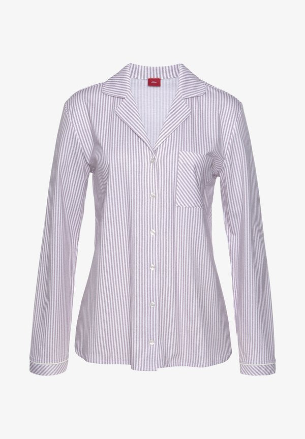 s.Oliver LANGARM - Button-down blouse - bordeaux/weiß gestreift