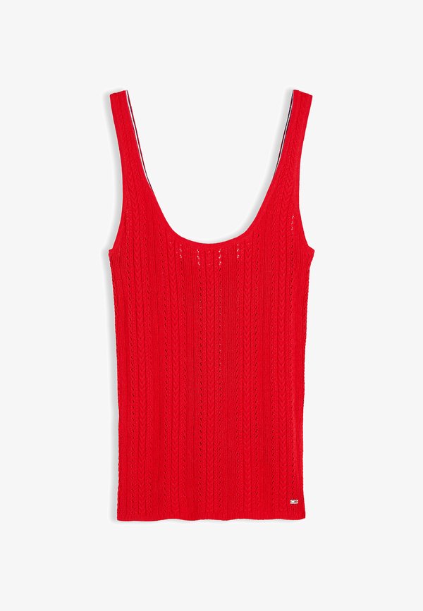 Tommy Hilfiger TOMMY HILFIGER POINTELLE SLIM SCOOP NECK TANK TOP - Top - fire red