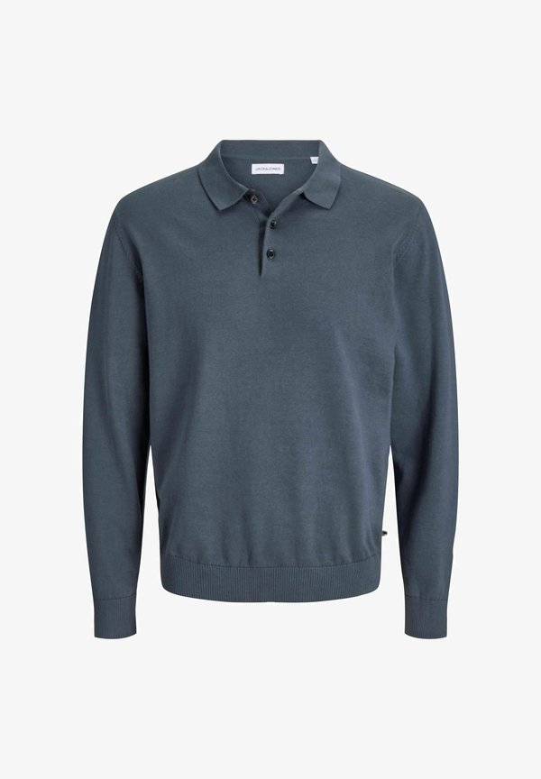 Jack & Jones KNITTED POLO PLUS SIZE KNITTED POLO - Long sleeved top - turbulence