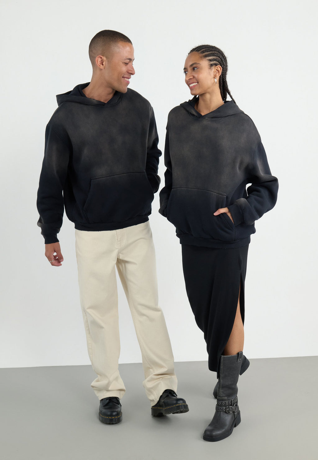 YOURTURN SUN FADED SHERPA LINED HOODIE UNISEX