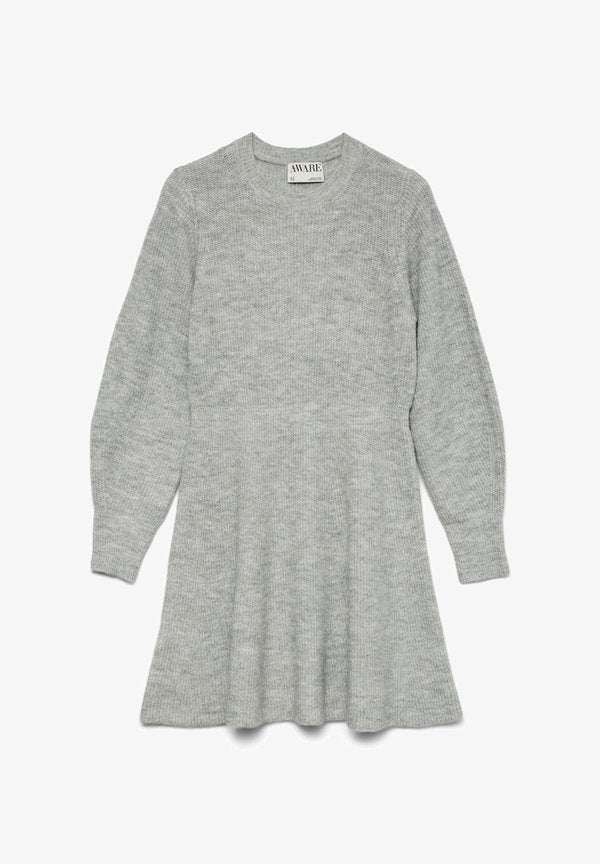 Vero Moda Knitted AWANGALINA Short - Jumper dress - light grey melange