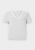 Tommy Hilfiger LINEN BLEND V-NECK T-SHIRT - Basic T-shirt - calico/black