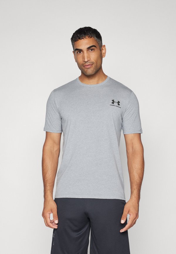 Under Armour LEFT CHEST LOGO - Sports T-shirt - steel light heather/black