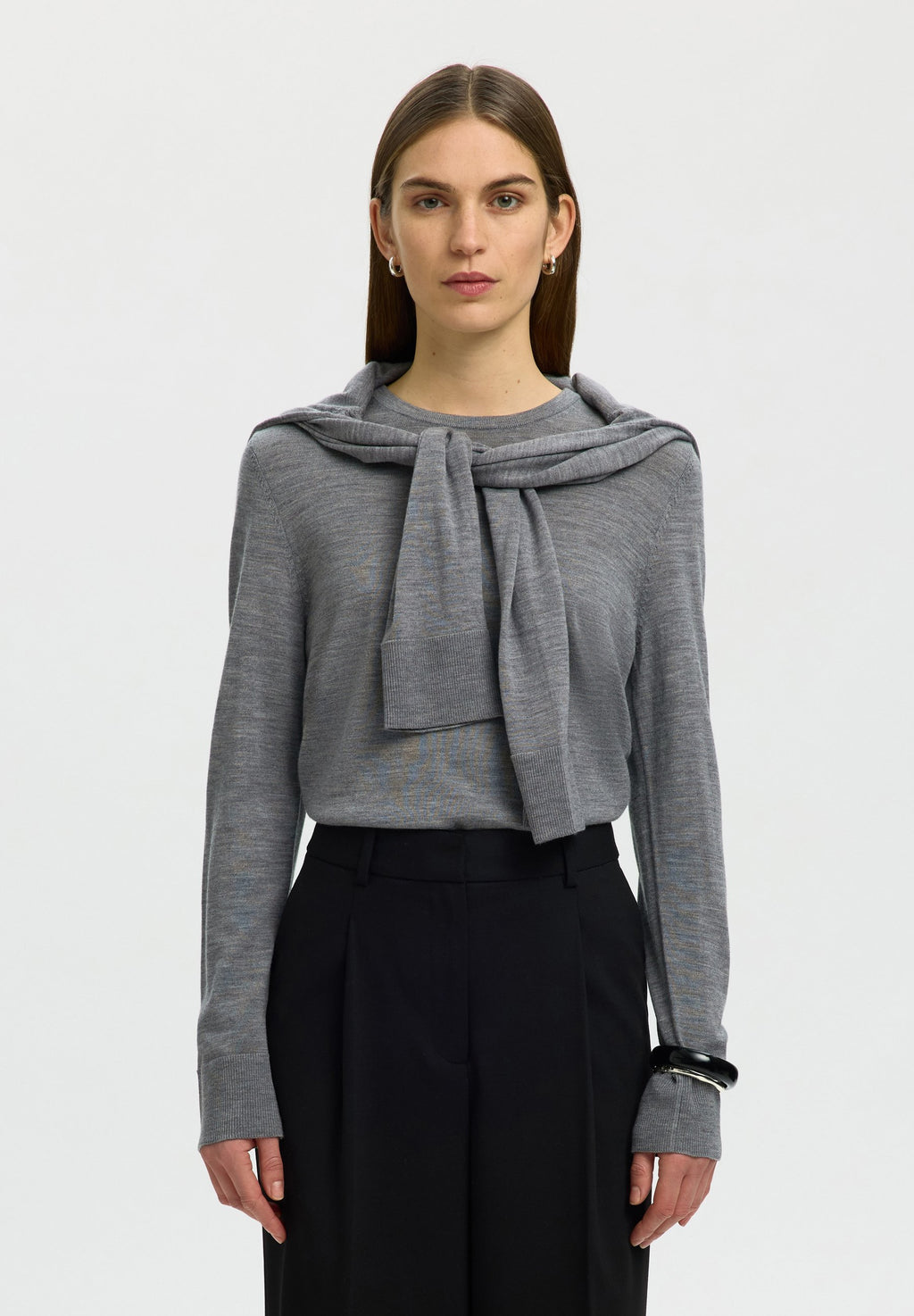 Selected SLFTHEA LS KNIT MERINO O-NECK NOOS