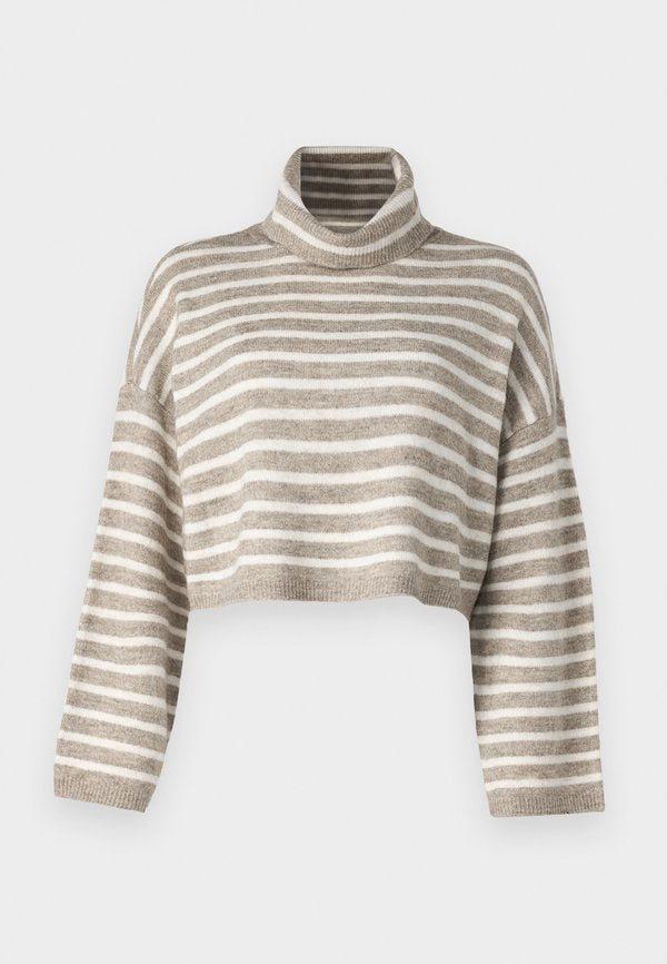 ONLY ONLTALIO STRIPE SHORT ROLLNECK  - Jumper - weathered teak/birch