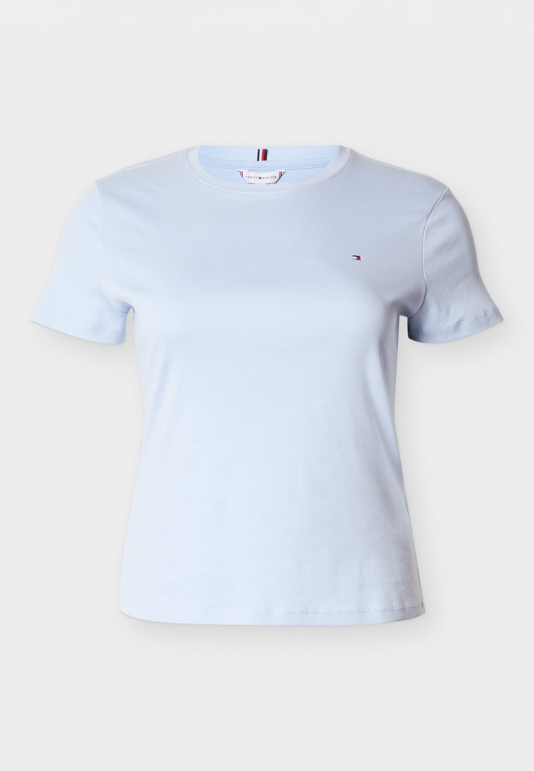 CURVE FLAG EMBROIDERY CREW NECK SLIM T-SHIRT Media 1