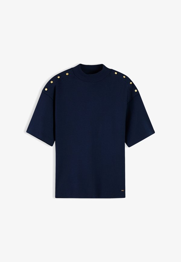 Tommy Hilfiger BUTTON TEE - Basic T-shirt - dark blue