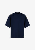Tommy Hilfiger BUTTON TEE - Basic T-shirt - dark blue
