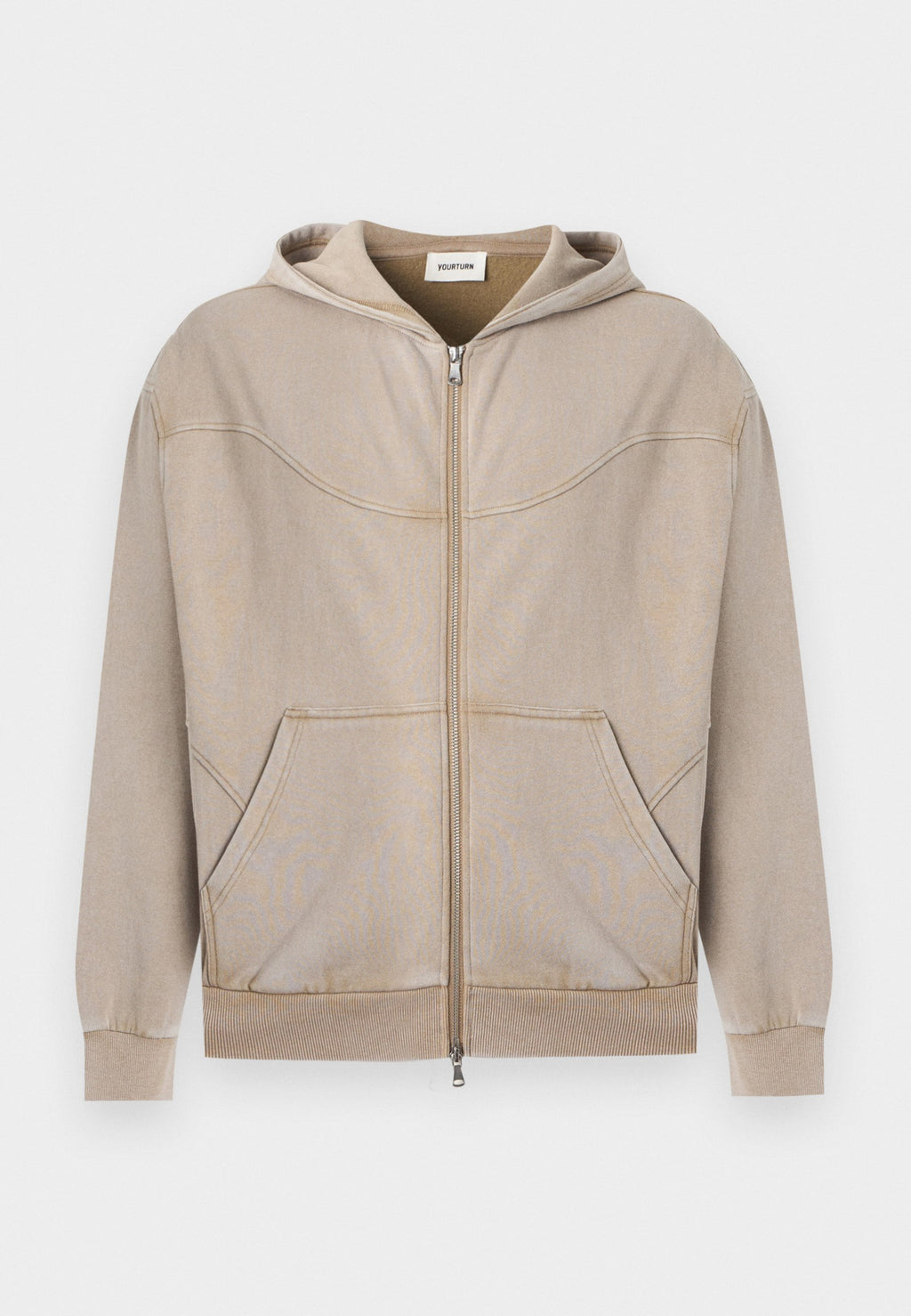 YOURTURN RELAXED FIT CURVED SEAM ZIP-UP HOODIE