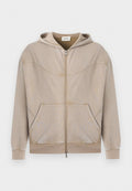 RELAXED FIT CURVED SEAM ZIP-UP HOODIE Media 1