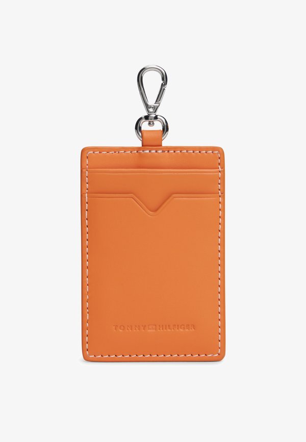 Tommy Hilfiger LEATHER CLIP-ON CARD HOLDER - Wallet - orange thunder