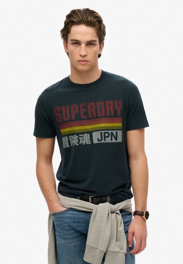 Superdry & Co JAPAN STRIPE - Print T-shirt - eclipse navy