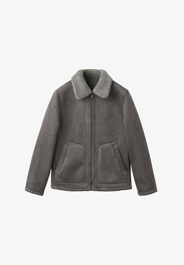 Mango Faux leather jacket - medium heather grey