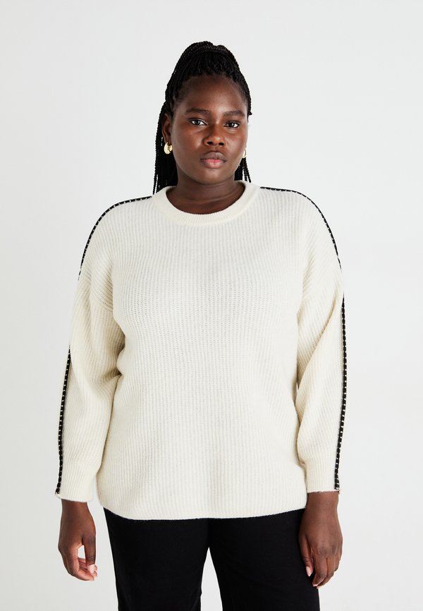 Vero Moda Curve VMCZORA O NECK - Jumper - birch/chocolate torte