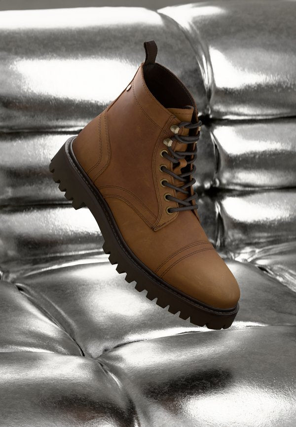 Jack & Jones JFWENZO BOOT - Lace-up ankle boots - brown stone