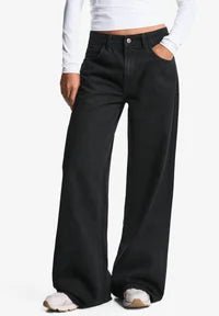 Bershka Wide Leg - black/light blue