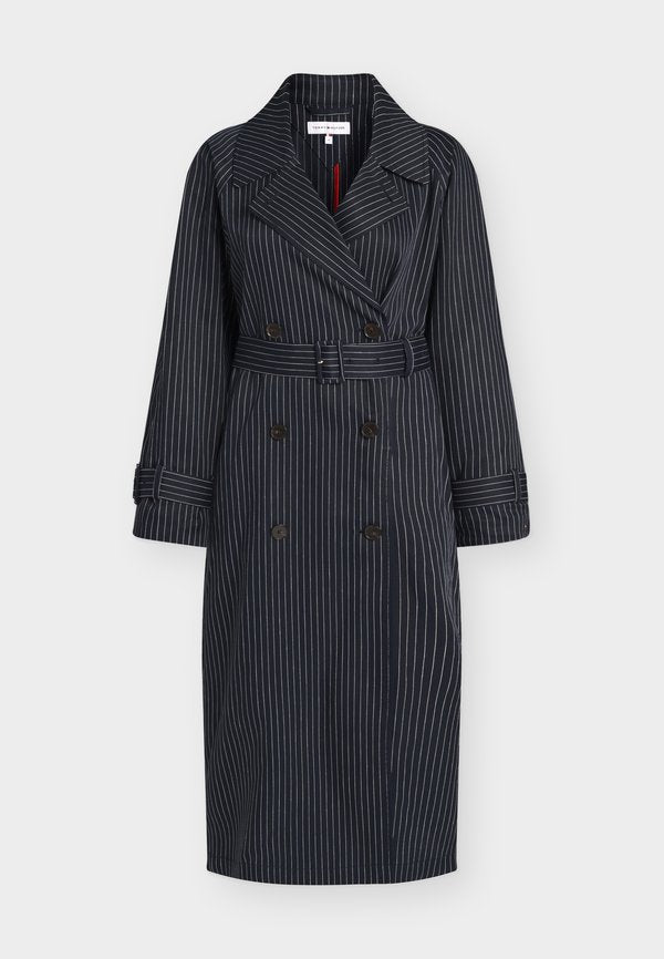 Tommy Hilfiger LINEN STRIPE NAUTICAL TRENCH  - Trenchcoat - pin stripe navy