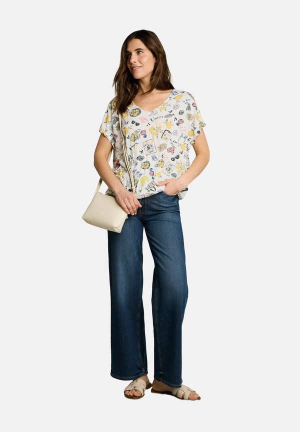 TOM TAILOR CRINKLE T-SHIRT MIT MUSTER - Print T-shirt - summerly lemon print