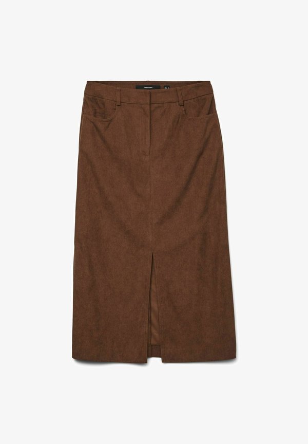 Vero Moda VMVILJA Corduroy High waist Midi - A-line skirt - tobacco brown