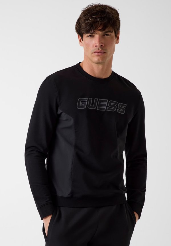 Guess BEDRUCKTER LOGO-PULLOVER - Sweatshirt - schwarz