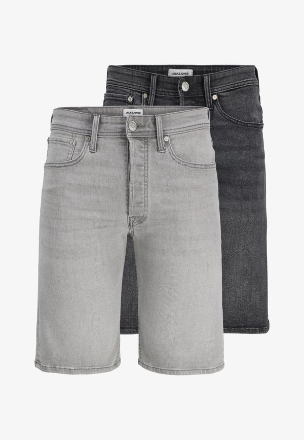 Jack & Jones RICK ORIGINAL 2 PACK - Denim shorts - black denim/grey denim