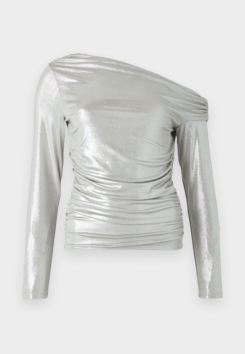 Long-Sleeve Liquid Shine Draped Top - Abercrombie & Fitch - View 1