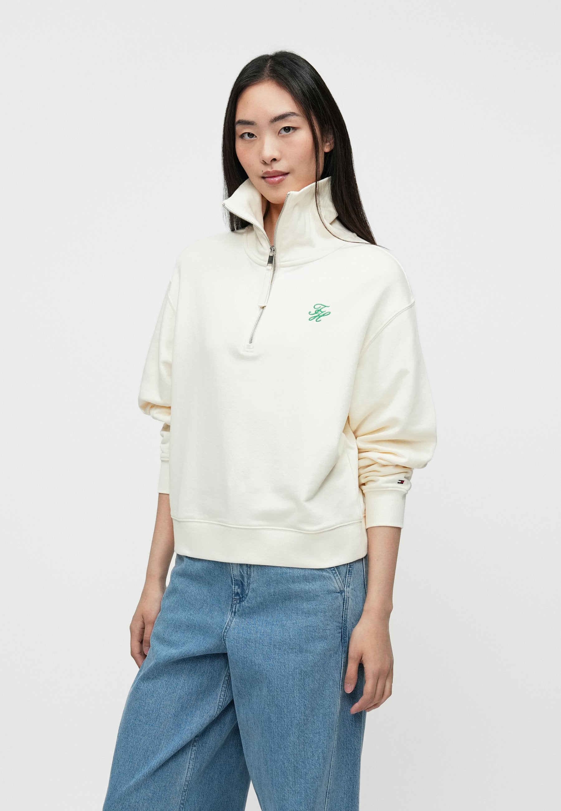 LOGO EMBROIDERY TERRY HALF-ZIP JUMPER Media 5