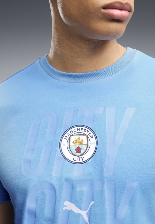 Puma MANCHESTER CITY FTBLCULTURE T-SHIRT - Club wear - team light blue-blue guppy