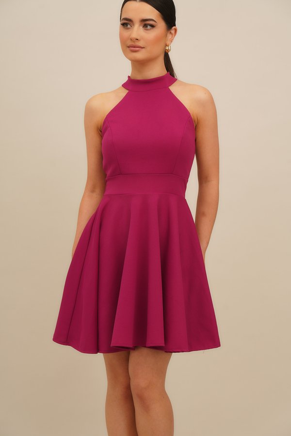 WAL G PETITE RUBY HALTER NECK SKATER