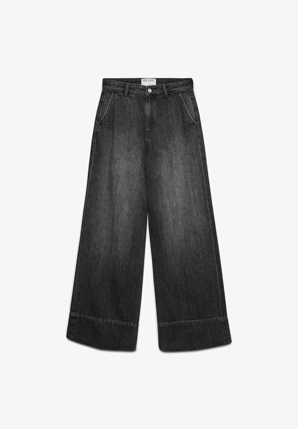 Vero Moda WIDE-FIT JEANS AWELANI HIGH RISE BOOTCUT FIT JEANS - Wide Leg - dark grey denim