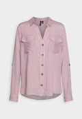Vero Moda VMBUMPY L/S SHIRT NEW WVN NOOS - Button-down blouse - snow white