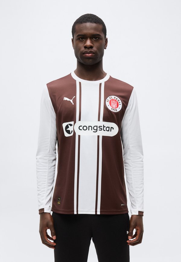 Puma FC ST PAULI LONG SLEEVE - Club wear - espresso brown/white