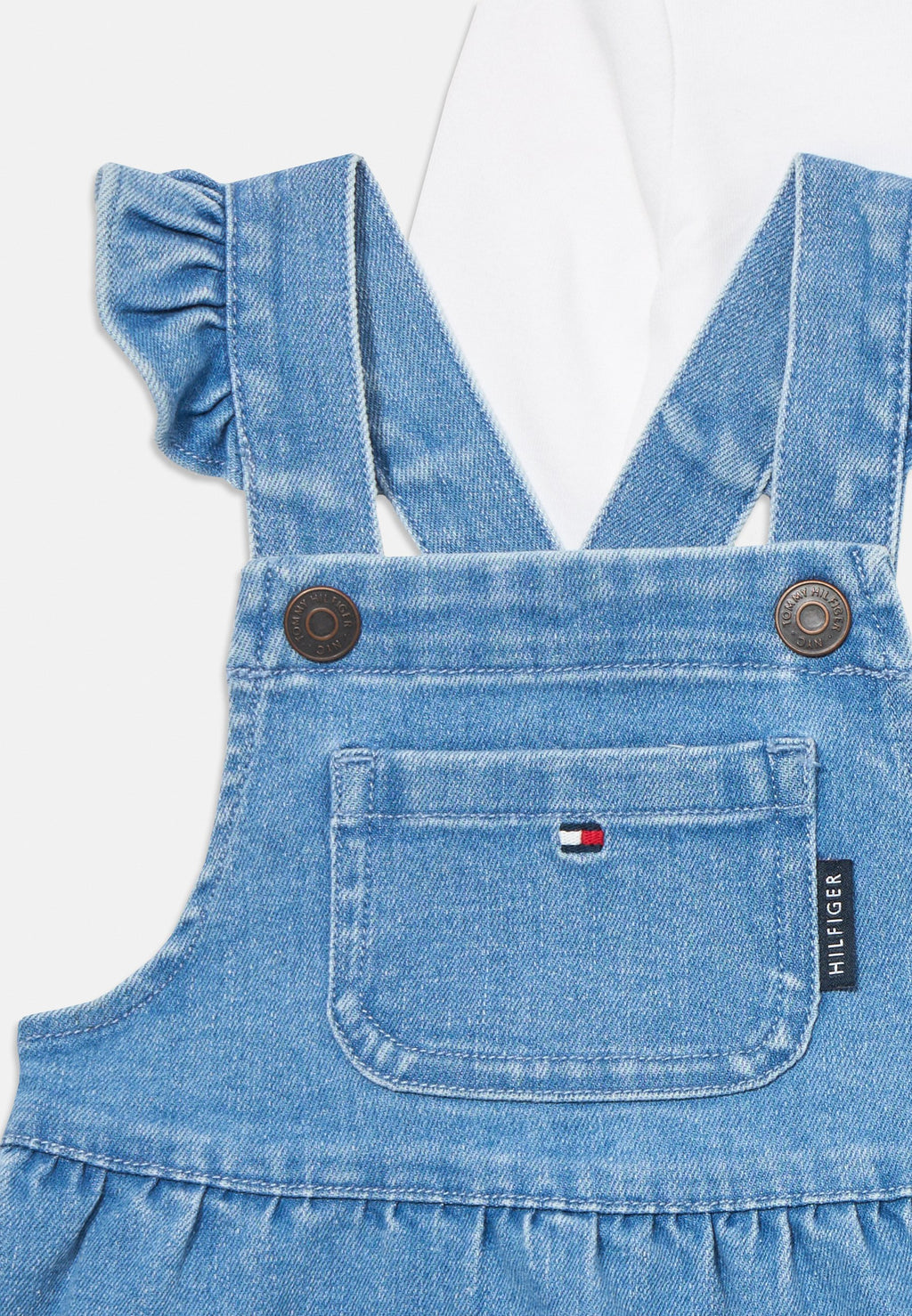DENIM DUNGAREE DRESS AND T-SHIRT SET Media 3