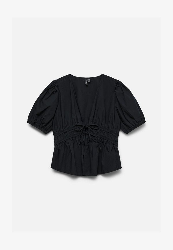Vero Moda VMJARLOTTE TIE V NECK - Blouse - black