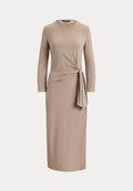 Lauren Ralph Lauren TIE FRONT STRETCH JERSEY MIDI DRESS