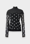MOSCHINO MAGLIETTA STAMPA ALL OVER MIX POIS SU TULLE