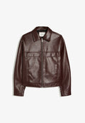 Bershka Faux leather jacket - bordeaux