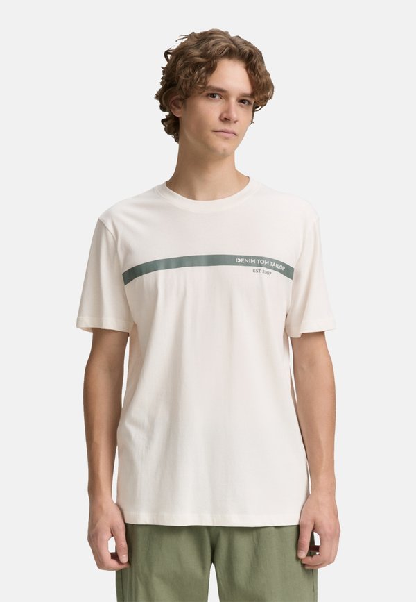 TOM TAILOR KURZARM - Print T-shirt - weiss