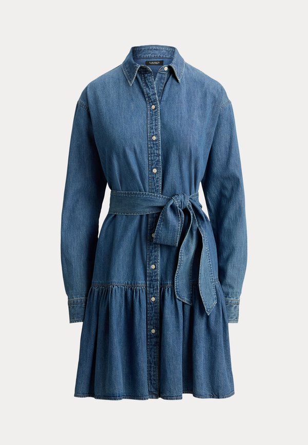 Lauren Ralph Lauren BELTED DENIM TIERED SHIRTDRESS