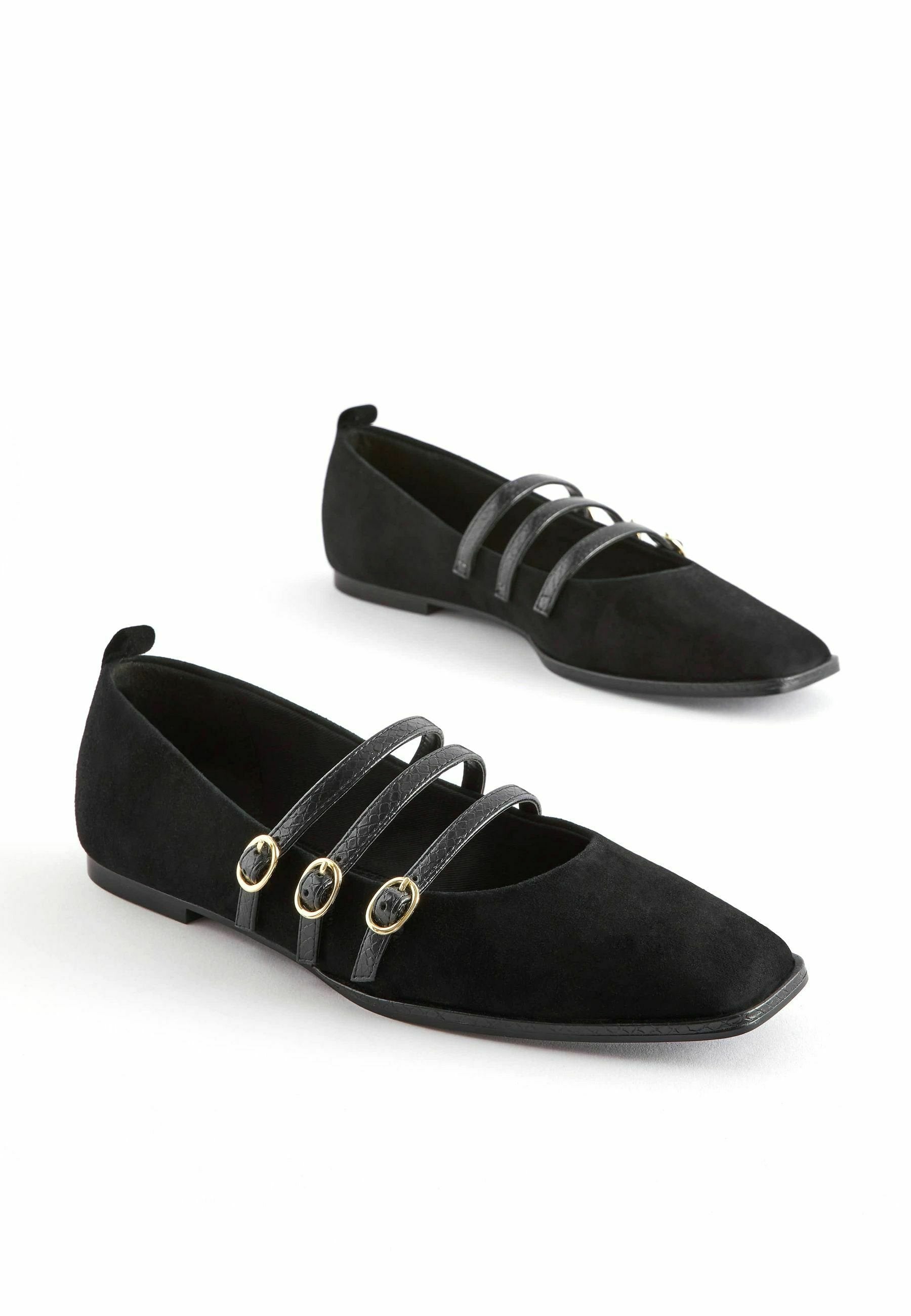 Next FOREVER COMFORTÂ® TRIPLE STRAP SQUARE TOE FLAT SHOES