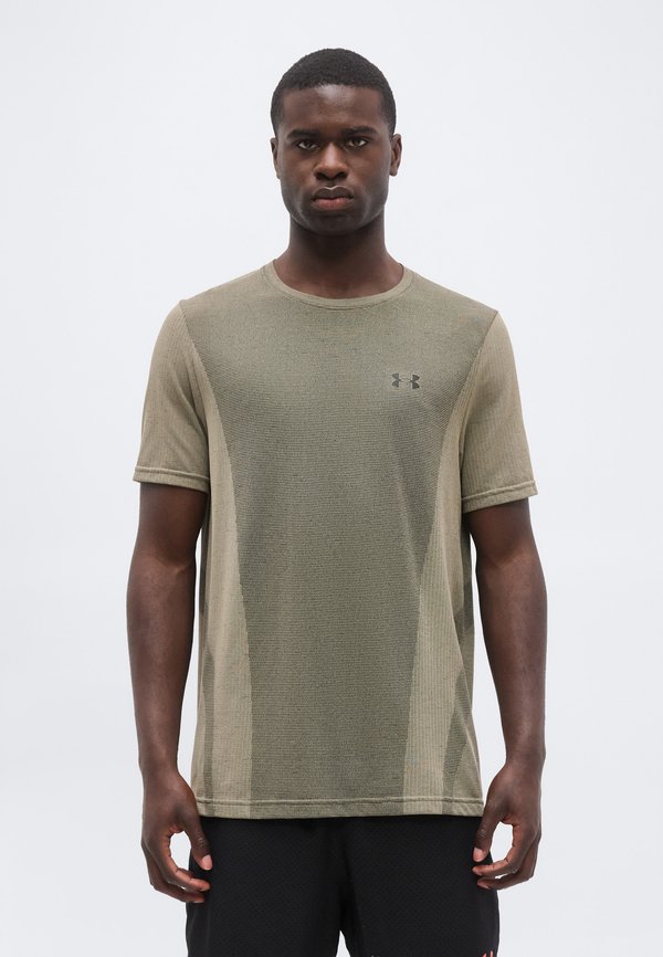 Under Armour VANISH SEAMLESS - Sports T-shirt - timberwolf taupe/ultimate black
