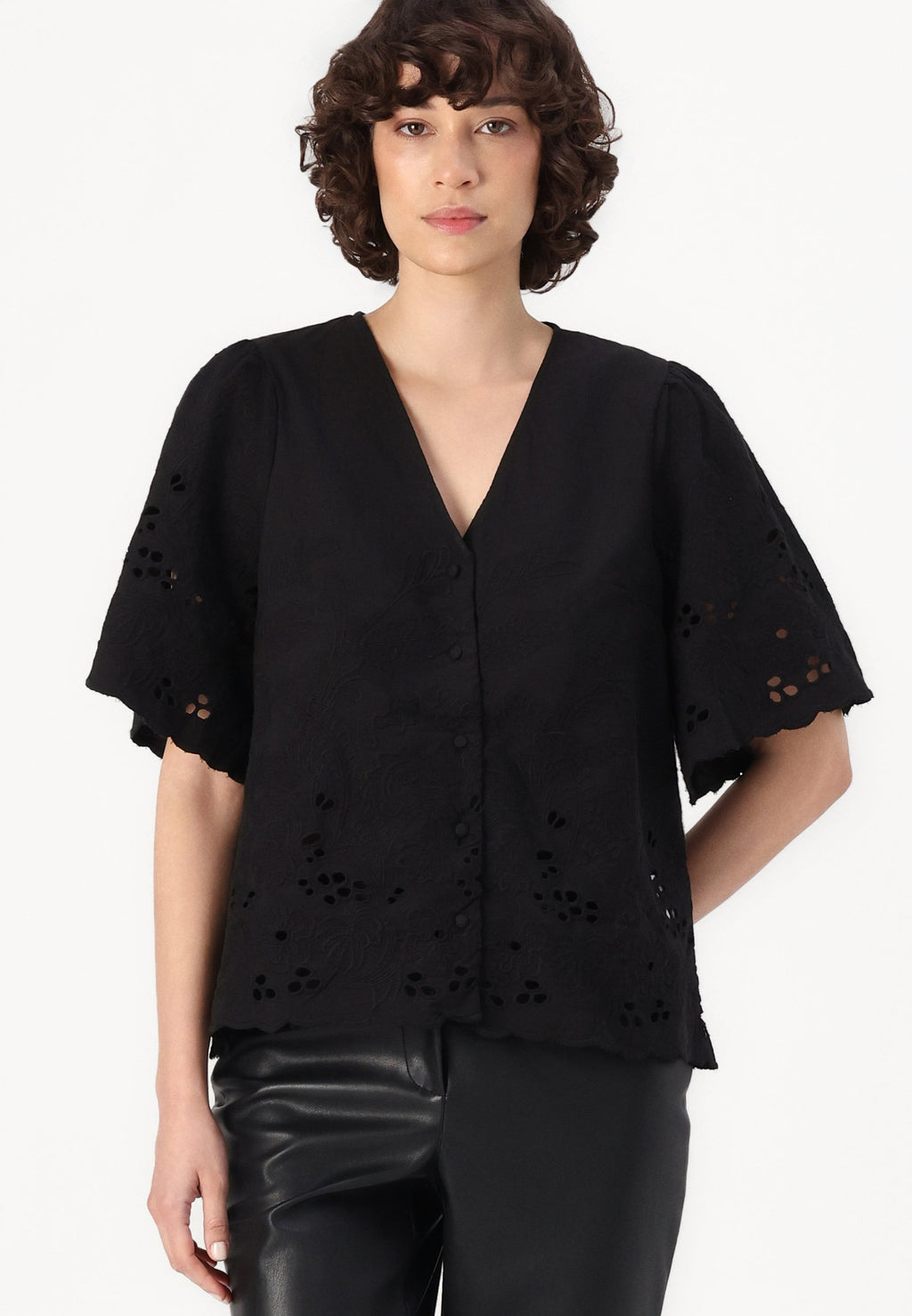 Selected Short sleeved embroidered