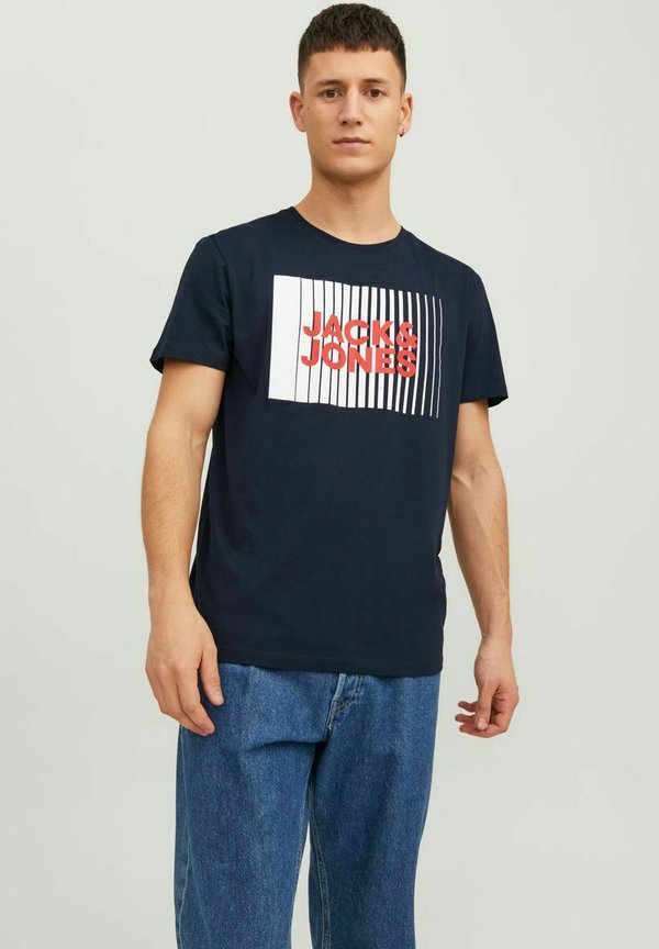 Jack & Jones Logo - Print T-shirt - navy blazer